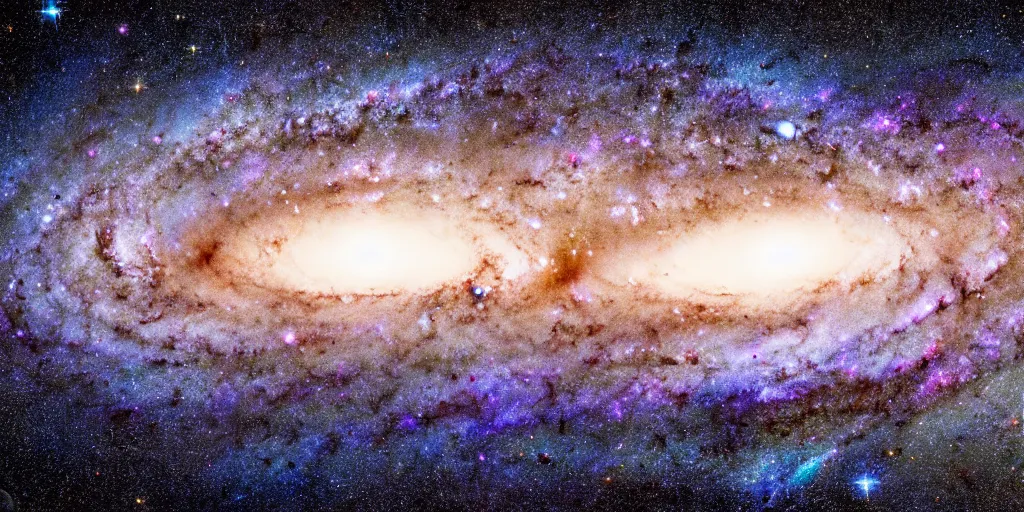 Image similar to milky way galaxy colliding with andromeda galaxy 4 billion years, 4 k hd, art, realistic