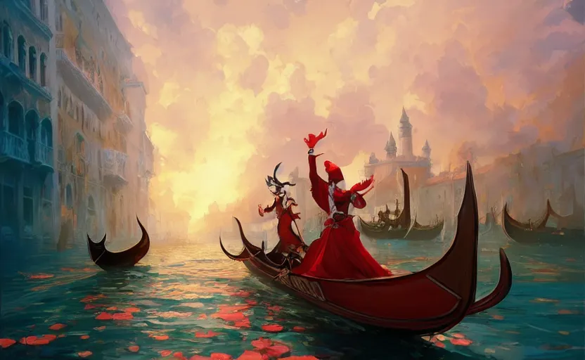 Image similar to the enchanted venice carnival dream with dancing masked people, behance hd artstation by jesper ejsing, by rhads, makoto shinkai and lois van baarle, ilya kuvshinov, ossdraws