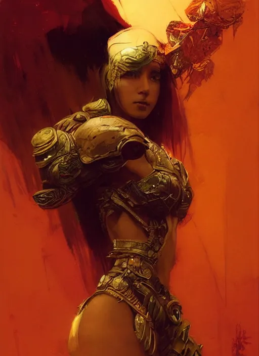 Image similar to amazon queen, intricate, elegant, highly detailed, vivid colors, john park, frazetta, sparth, ruan jia, jeffrey catherine jones