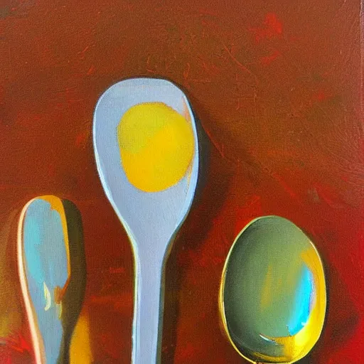 Image similar to retro 7 0 ’ s art painting of the king of spoons