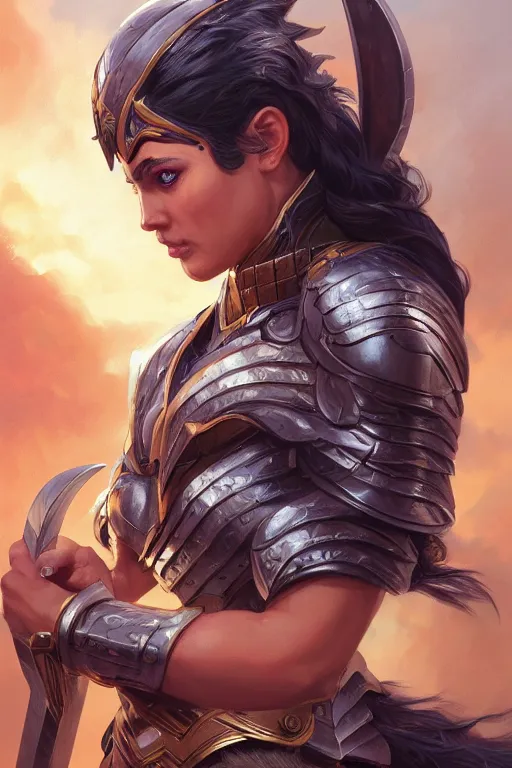 Image similar to amazon valkyrie athena, d & d, fantasy, portrait, highly detailed, headshot, digital painting, trending on artstation, concept art, sharp focus, illustration, art by artgerm and greg rutkowski and magali villeneuve