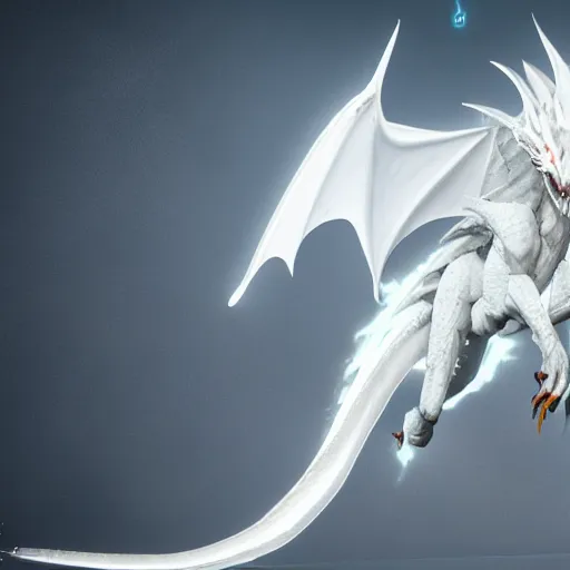 Image similar to lightning white dragon in destiny 2 3 d render