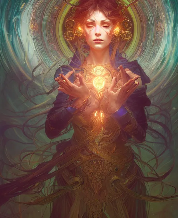 Prompt: a whirlwind of souls ushing inside the metaverse, half body, glowin eyes, d & d, fantasy, intricate, elegant, highly detailed, colorful, vivid color, digital painting, artstation, concept art, art by artgerm and greg rutkowski and alphonse mucha and ruan jia