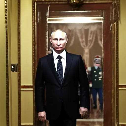 Image similar to photo of putin in the backrooms lobby,