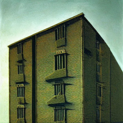 Prompt: a bipedal neon building painted by zdzisław beksinski