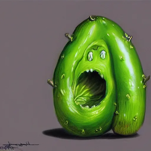 Prompt: angry pickle. hyperdetailed photorealism