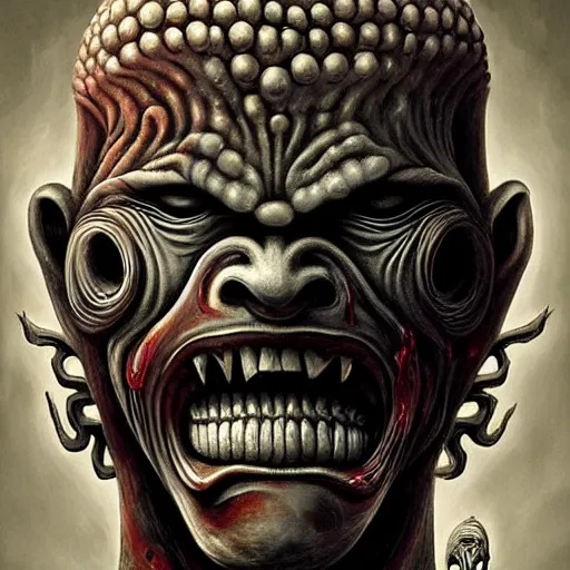 Image similar to naraka buddhist demon korean female, angry female alien, epic samurai warrrior, tubular creature, blood vessels, no face, dystopian surrealism, alex ries zdzisław beksinski mucha, symmetrical long head, smooth marble surfaces, smooth marble surfaces, detailed ink illustration, detailed ink illustration, raiden metal gear, cinematic smooth stone, deep aesthetic