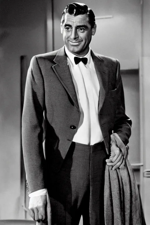 Prompt: cary grant as tony stark. superhero movie set in the 1 9 5 0's