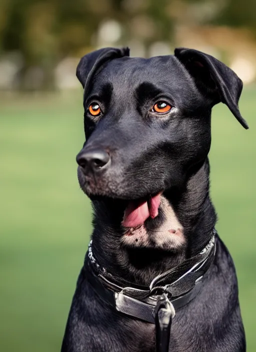 Image similar to closeup portrait of a black hunting terrier wearing a black suit