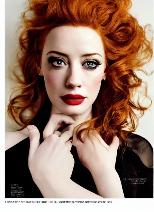 Prompt: portrait of beautiful christina hendricks and amber heard hybrid by mario testino, headshot, detailed, award winning, sony a 7 r