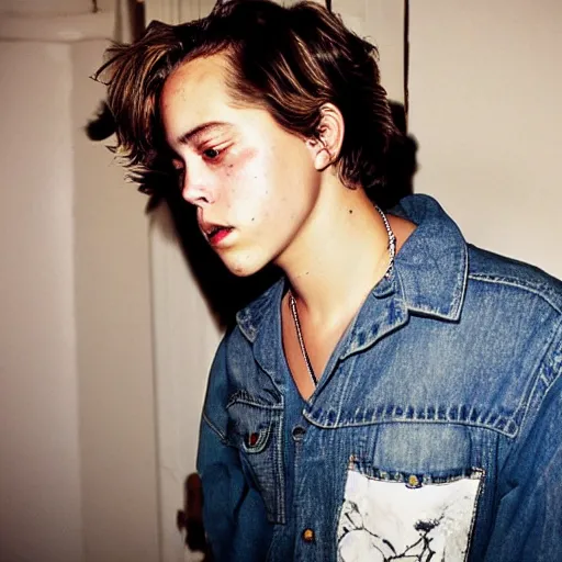 Image similar to cole sprouse photographed by nan goldin