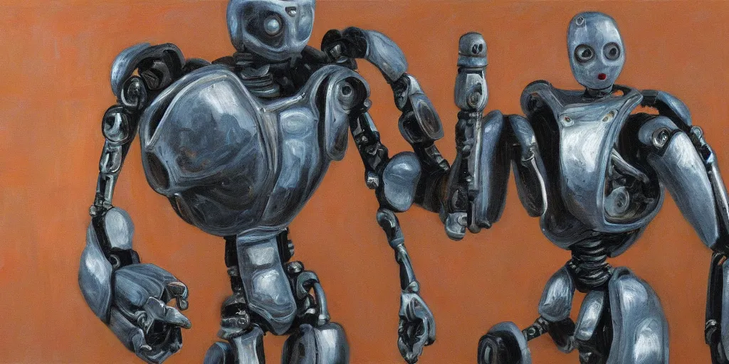 Prompt: realistic robot real steel in the scream painting