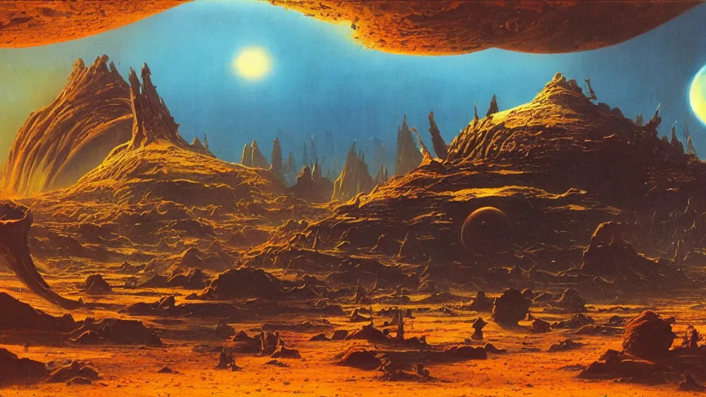 Image similar to otherworldly atmosphere of an evolving alien planet by arthur haas and bruce pennington and paul lehr, cinematic matte painting