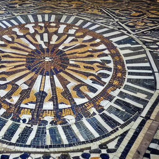 Image similar to detailed, intricate, roman mosaic of penrose tiles on the floor of notre dame cathedral