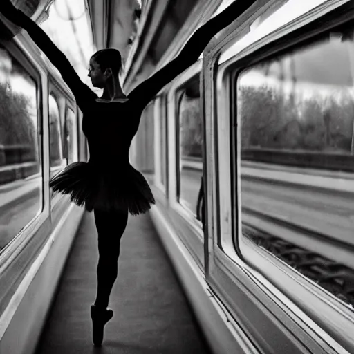 Image similar to ballerina on a train