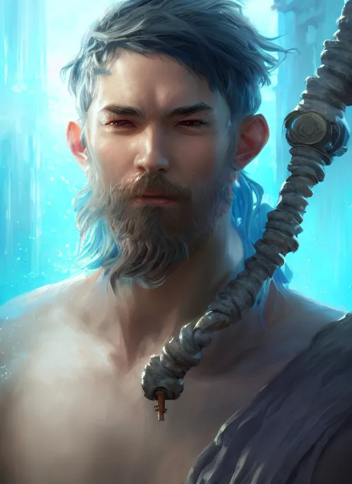 Image similar to character concept art of a water wizard, key visual, realistic shaded perfect face, fine details, dystopian environment and background, by stanley artgerm lau, wlop, rossdraws, james jean, andrei riabovitchev, marc simonetti, and sakimichan, trending on artstation