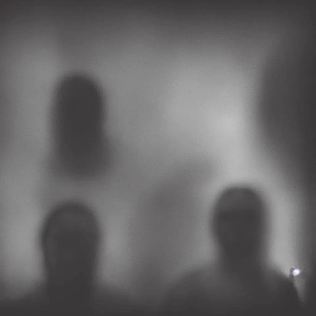 Prompt: blurry face, dark photography, eerie, monochrome