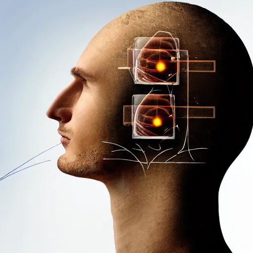 Prompt: man uploading his mind