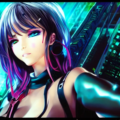 Image similar to cyberpunk anime girl