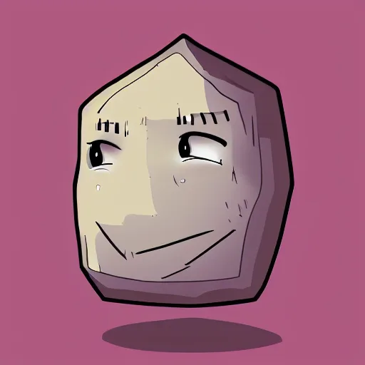 Image similar to Anime style illustration of a boulder with a face