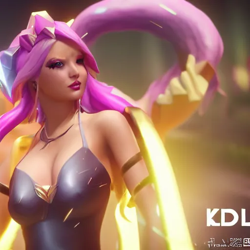 Image similar to still of pretty Lux (League of Legends) in KDA More music video. 3d render, octane render, game art, realistic, highly detailed, trending on artstation, 4k, trending on artstation, pixar, cgsociety, unreal engine 5, redshift render, trending on artstation, blender, behance, cg