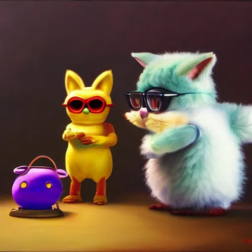 Prompt: hank hill fighting a furby to the death oil painting, cgsociety