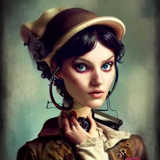 Image similar to lofi steampunk portrait pixar style by Lita Cabellut and Stanley Artgerm and Tom Bagshaw