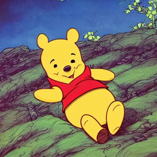 Image similar to winnie the pooh as anime character, ghibli, illustration