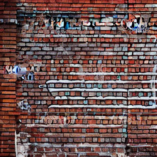 Image similar to graffiti wall art in a brick wall, urban photography