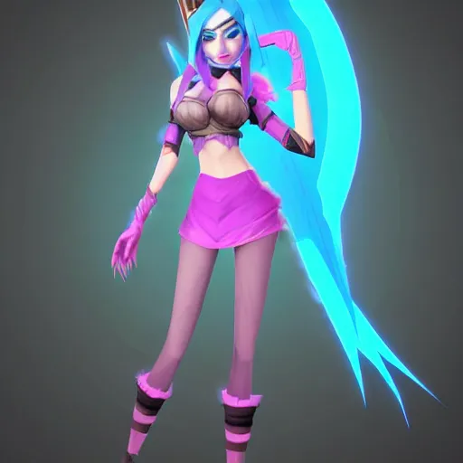 Image similar to Jinx from League of Legends, by Fortiche Studio, by Riot Games, from Netflix's Arcane, low poly, unreal engine fantasy art, hauntingly beautiful character art,fine details, realistic shaded, fine-face, pretty face