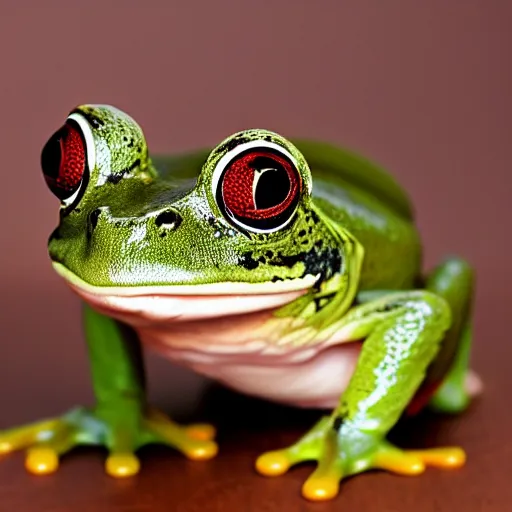 Prompt: frog-cat hybrid, haurless, smooth skin, cuddly, adorable, award-winning photography