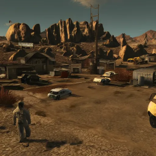 Image similar to screenshot of breaking bad in fallout : new vegas