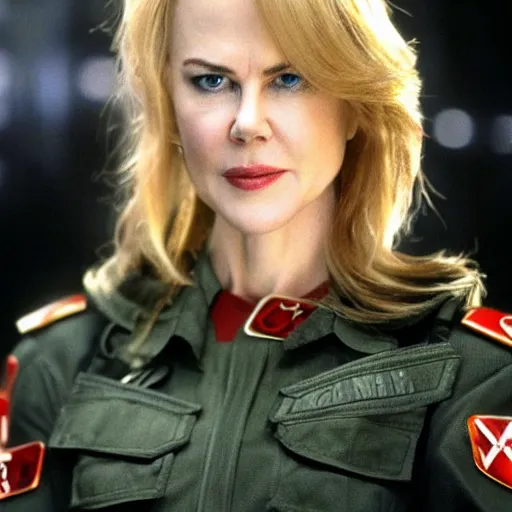 Prompt: Nicole Kidman in Command and Conquer Red Alert 3