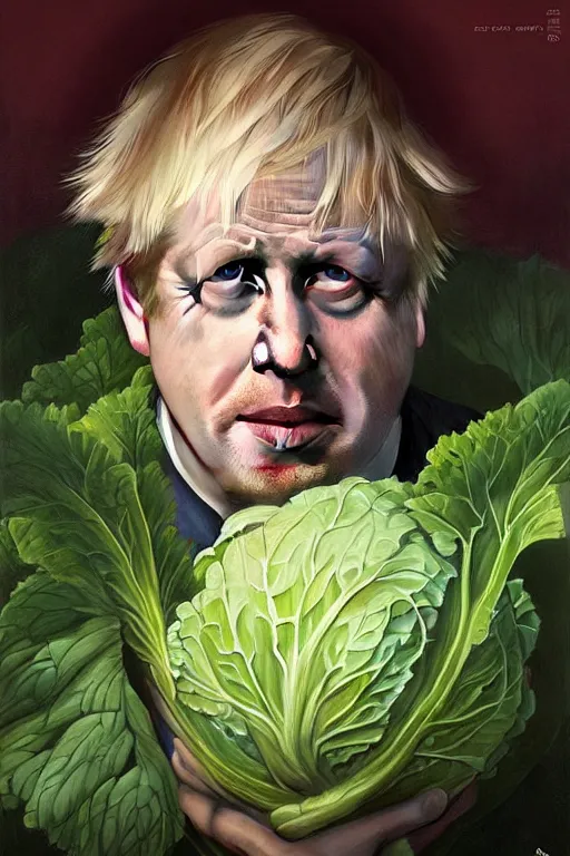 Image similar to boris johnson as garden bed for cabbage, realistic portrait, symmetrical, highly detailed, digital painting, artstation, concept art, smooth, sharp focus, illustration, cinematic lighting, art by artgerm and greg rutkowski and alphonse mucha