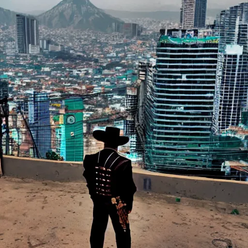 A cyberpunk Mexican charro contemplating the | Stable Diffusion | OpenArt