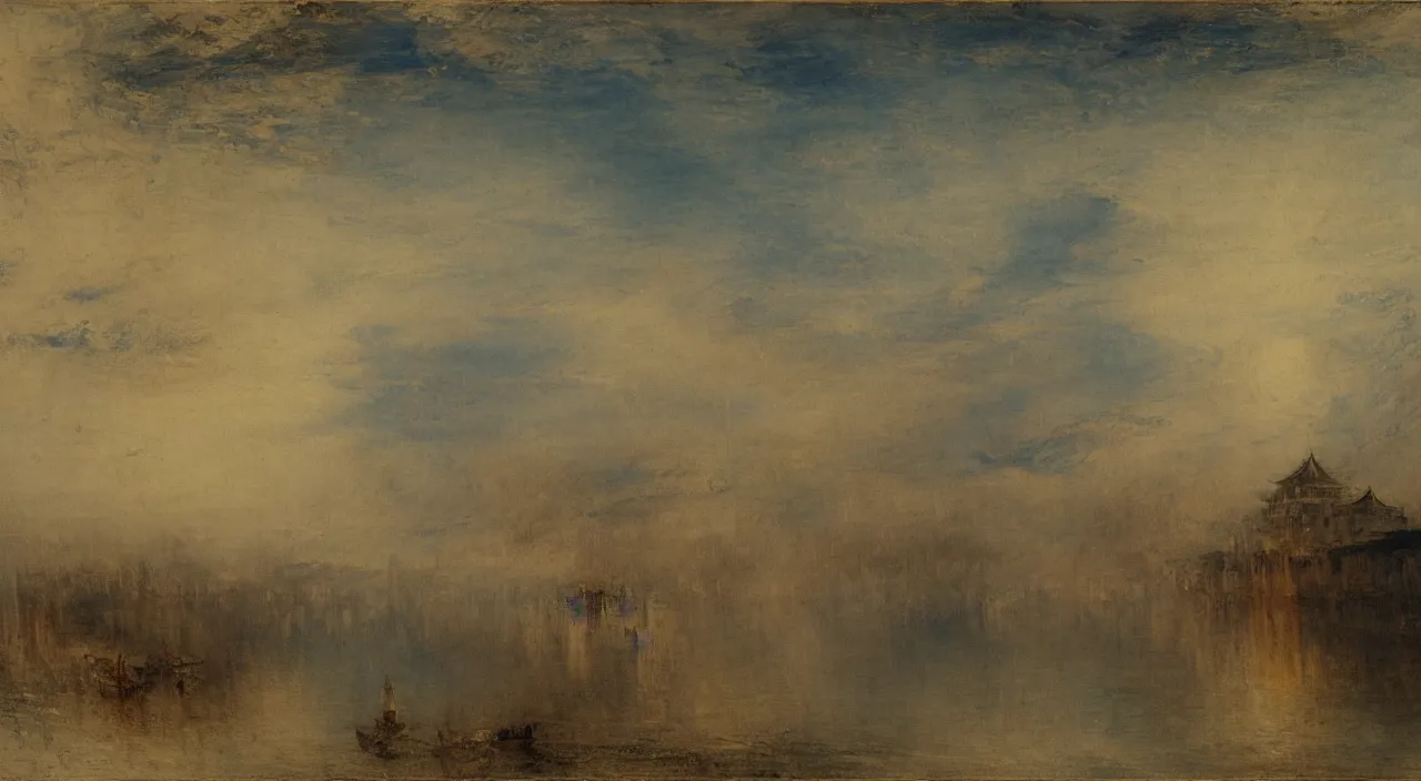 Prompt: a Japanese castle, by J. M. W. Turner