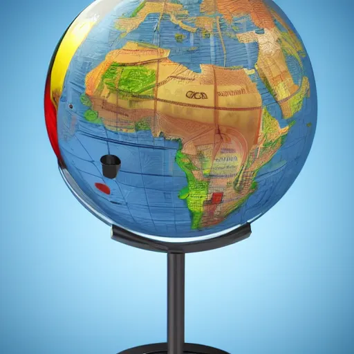 Image similar to llustration of the globe with famous tourist attractions on it in 3 d, 3 d render, smooth, illustration