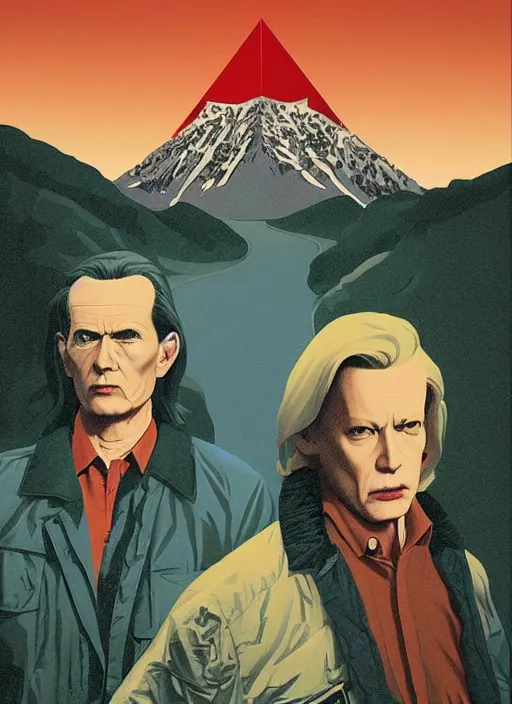 Image similar to Twin Peaks movie poster artwork by Michael Whelan and Tomer Hanuka, Rendering of the Illuminati, from a scene from Twin Peaks, clean, full of detail, Matte painting, trending on artstation and unreal engine