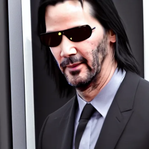 Prompt: keanu found wandering in the backrooms