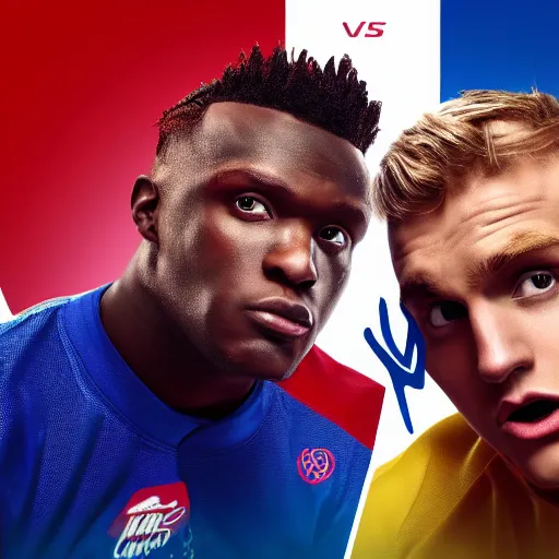 Image similar to KSI vs jake paul Promo image, photorealistic image, 8K