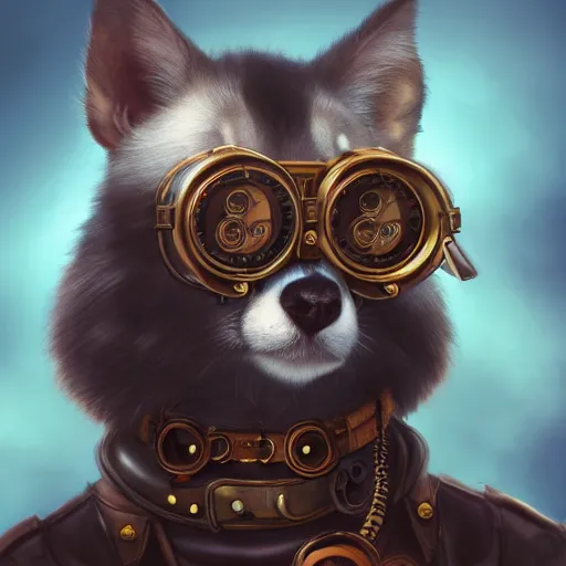 Prompt: a profile picture of an animal with steampunk googles, by ROSS tran, 4k