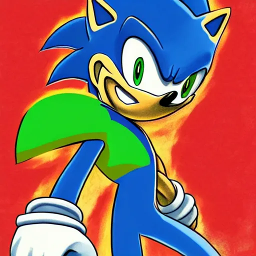 prompthunt: a distorted, surrealist painting of classic Sonic the