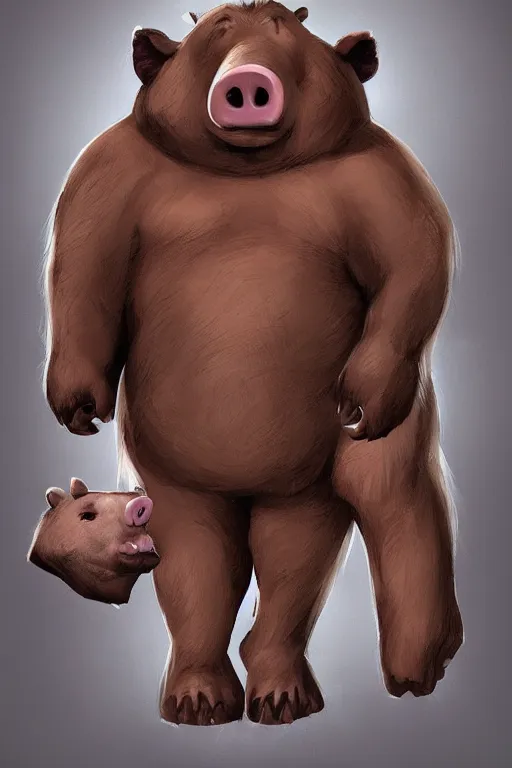 Image similar to half man half bear half pig, marvel comics style, dark fantasy, trending on artstation,