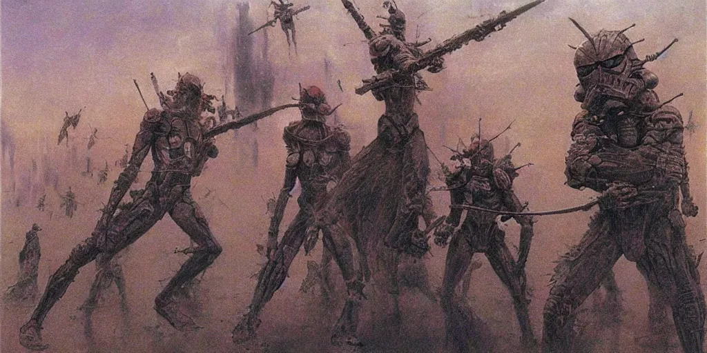 Image similar to Battles of the Clone Wars (from Star Wars) by Beksinski, Luis Royo