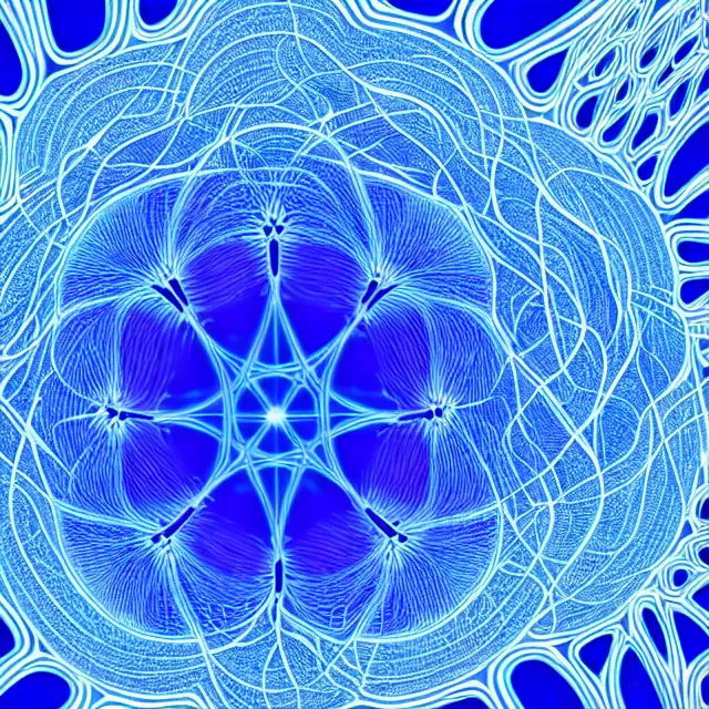 Prompt: a blue and white image of a flower, digital art by julian allen, shutterstock contest winner, generative art, tesseract, fractalism, quantum wavetracing