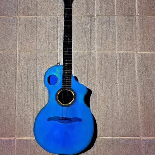 Prompt: a blue magical guitar, incredible art