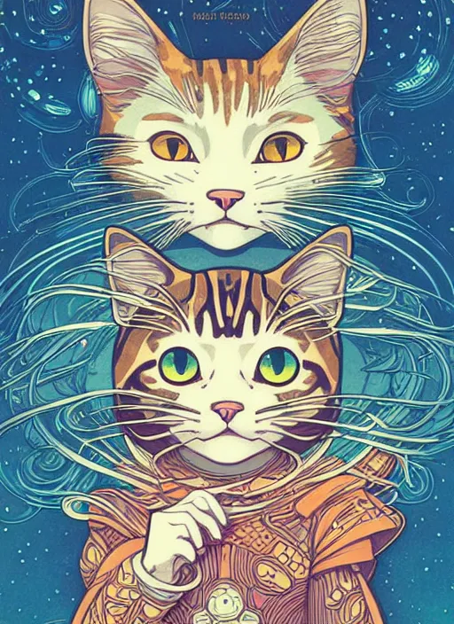 Prompt: victo ngai cute cat sticker design, highly detailed, high quality, digital painting, by ross tran and studio ghibli and alphonse mucha, artgerm