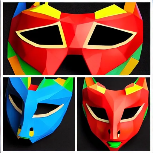 Image similar to nintendo 6 4 majoras mask realistic wearable mask. polygonal. very colorful.