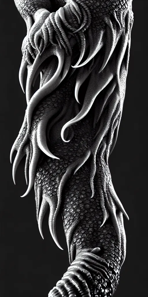 Image similar to a cthulhu wrapped around a human arm, photorealism, digital art, trending on artstation, heightmap