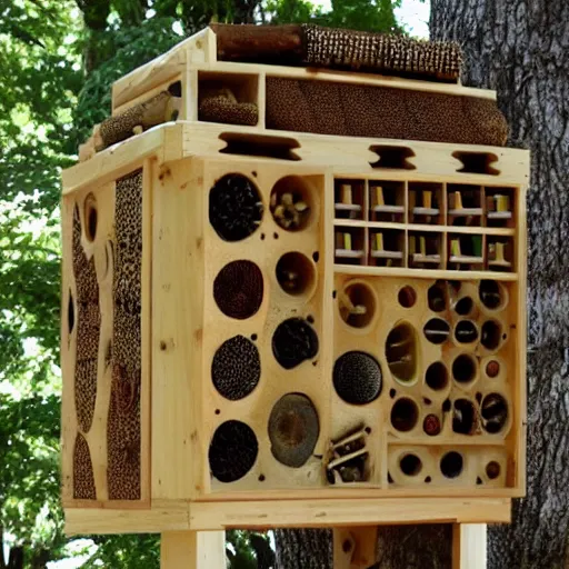 Image similar to insect hotel designed by Frank Lloyd Wright